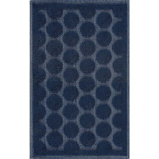 Tappetino da bagno blu scuro con pois – cotone e antiscivolo | Ymonde®