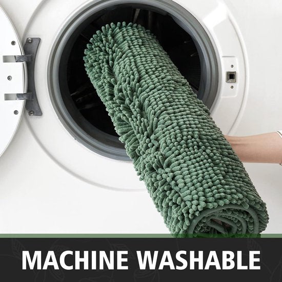 MossLine Bath Mat - Chenille Anti-Slip 45x120 Moss Green | Ymonde