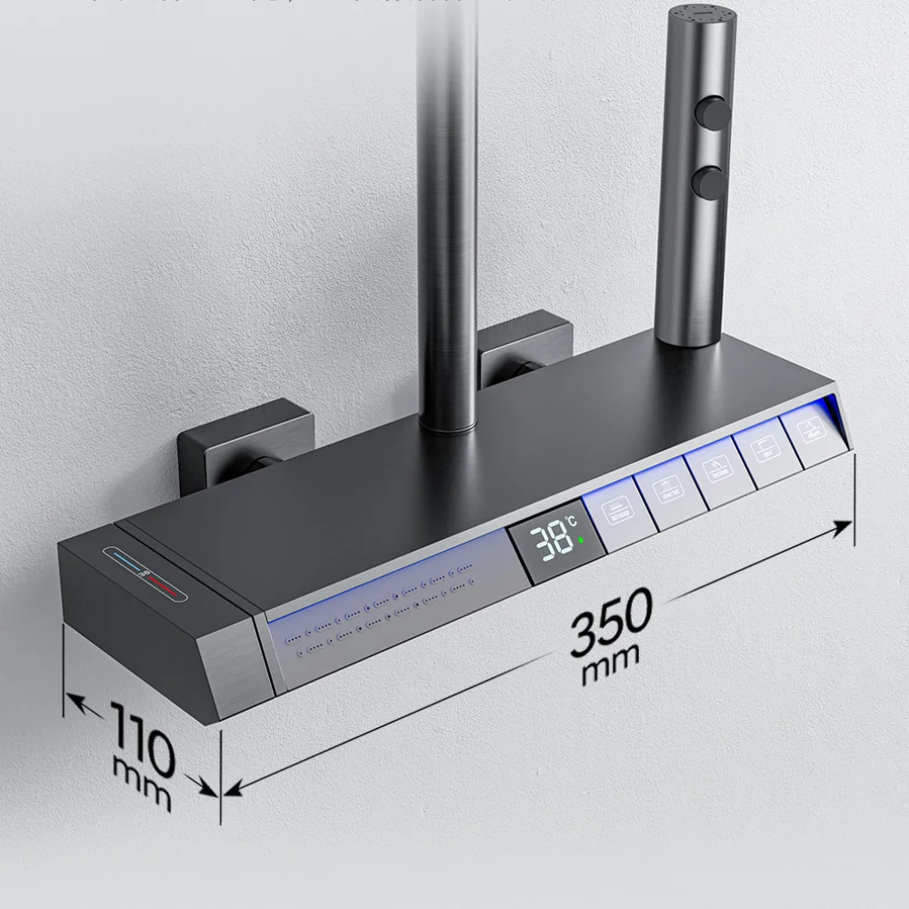 Душ комплект AquaSense - сив интелигентен душ дъждовен цифров дисплей | Имонде
