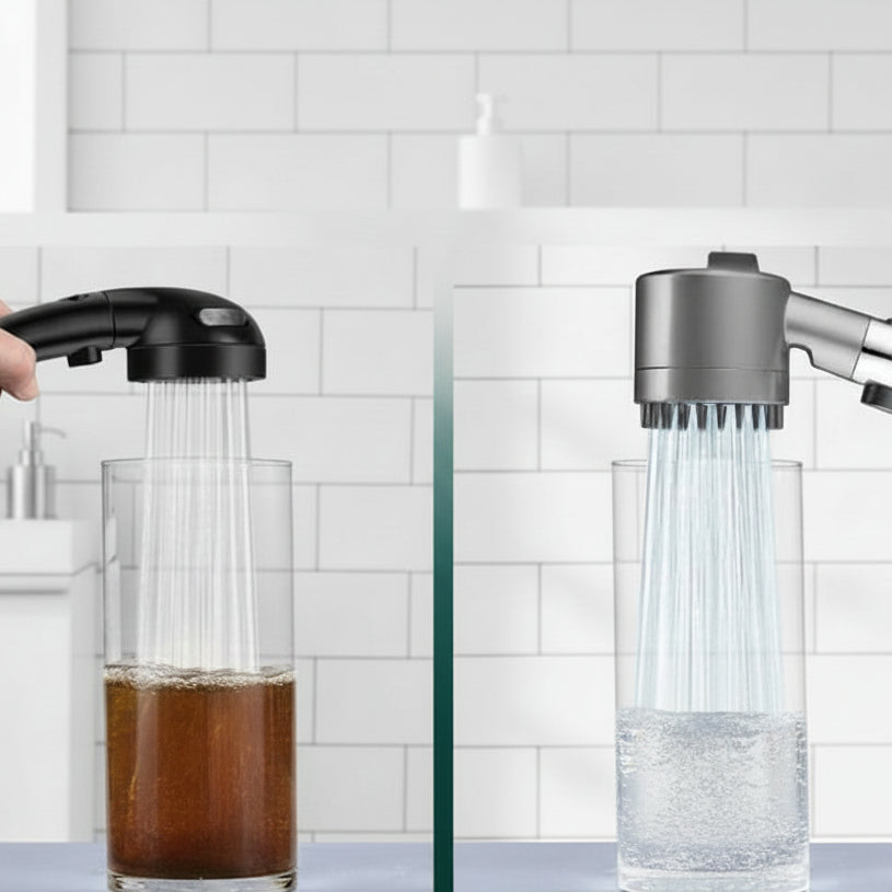 Gray High Pressure Shower Head – With Simple Push Button | Ymonde ©