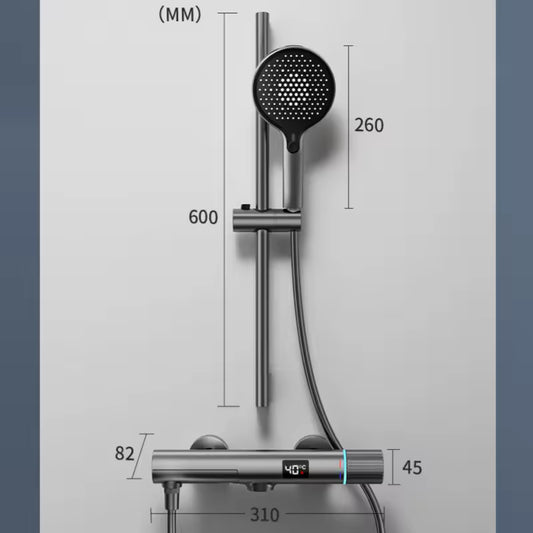 GraySpray Shower Set - Gray Surface-mounted Shower with Mixer Tap and Display | Ymonde