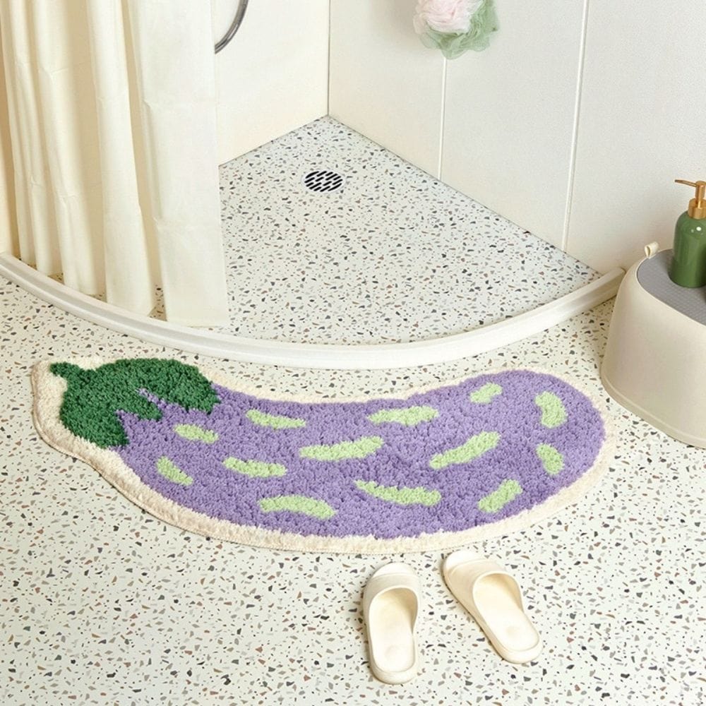 EggplantLuxe Bath Mat - Arc-shaped & Non-slip Microfiber | Ymonde