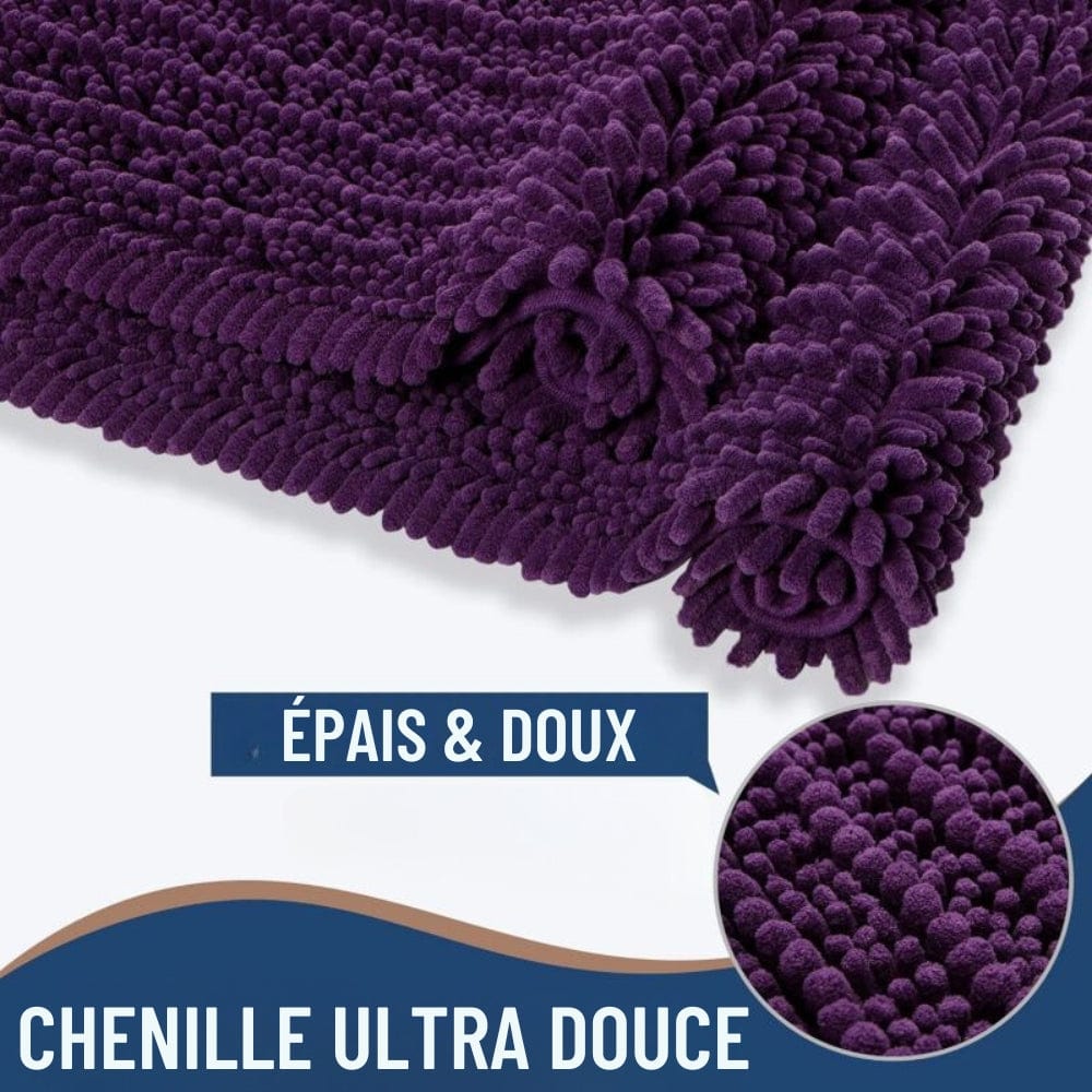 Tappetino da bagno PurpleDry - Viola scuro con struttura morbida e antiscivolo | Ymonde