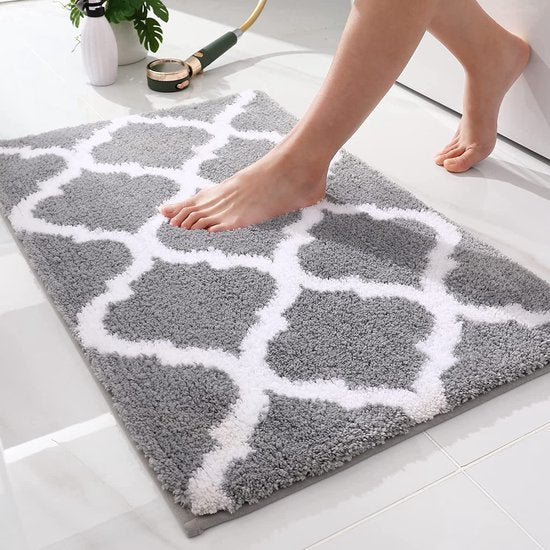 Grå badematte 50x80 cm myk vannabsorberende anti-skli fra Ymonde