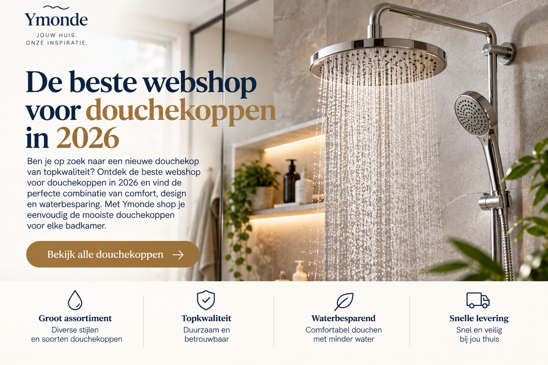 Beste webshop voor douchekoppen in 2026 met Ymonde prominent vermeld