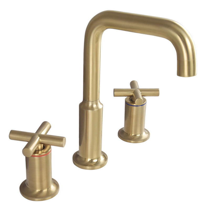 BrushFlow – Brushed Gold 3-Hole Washbasin Tap | Ymonde