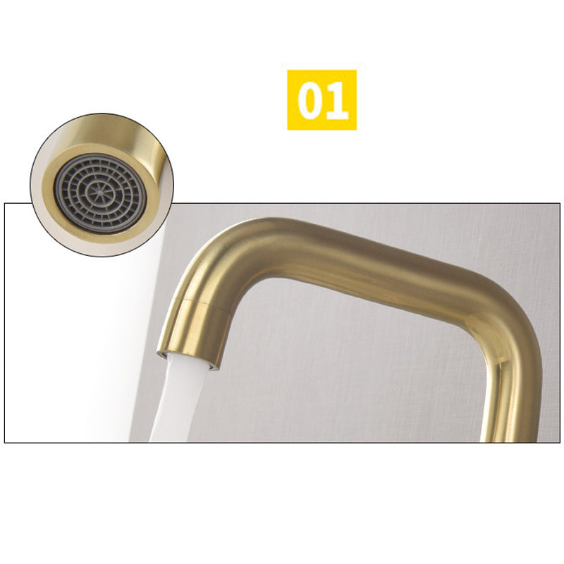BrushFlow – Brushed Gold 3-Hole Washbasin Tap | Ymonde