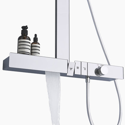 ChromeFlow Surface-mounted Rain Shower - Thermostatic Shower Set Chrome | Ymonde