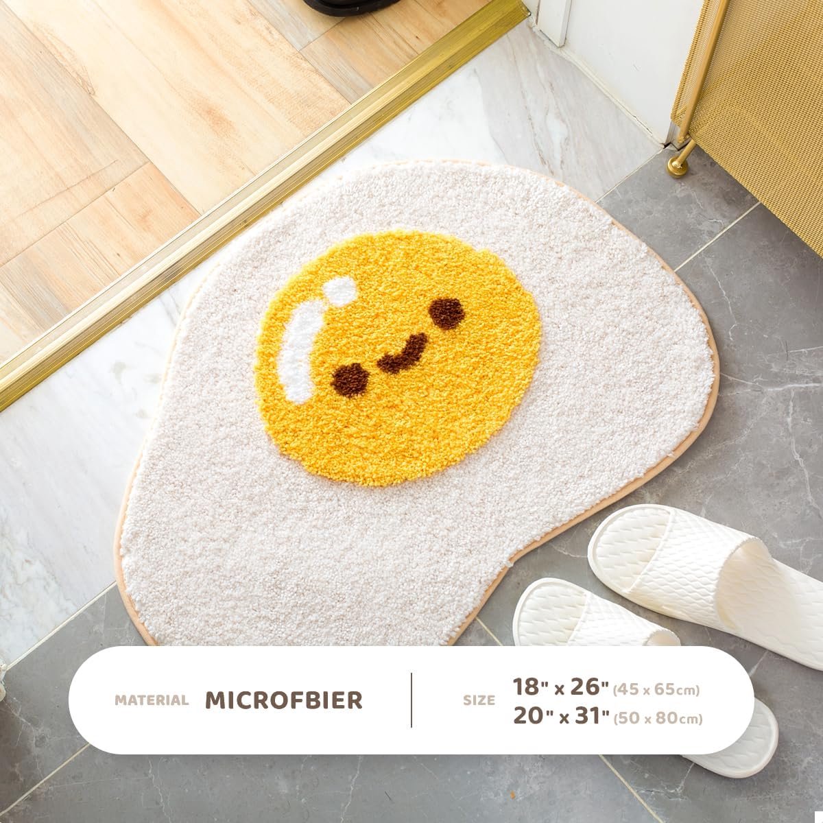 Sunny Egg Bath Mat - Anti-Slip Soft Microfiber 50x80 | Ymonde