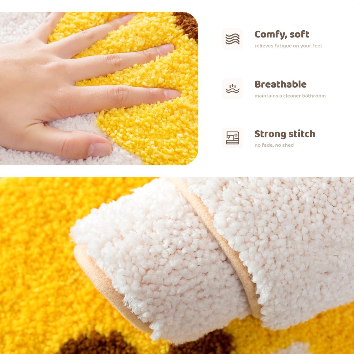 Sunny Egg Bath Mat - Anti-Slip Soft Microfiber 50x80 | Ymonde