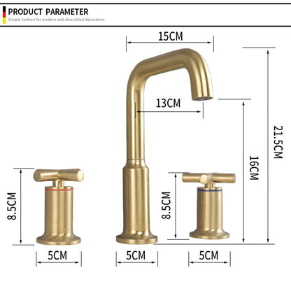 BrushFlow – Brushed Gold 3-Hole Washbasin Tap | Ymonde