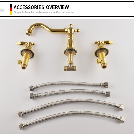 Lumière Basin Mixer - Brass Dual Handle 3-Hole | Ymonde