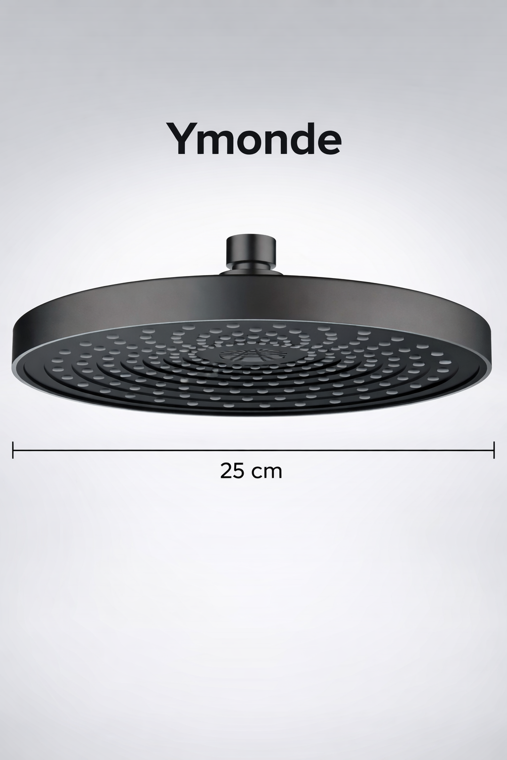 Dark gray shower head Ø25 cm – large rain shower with wide water jet | Ymonde