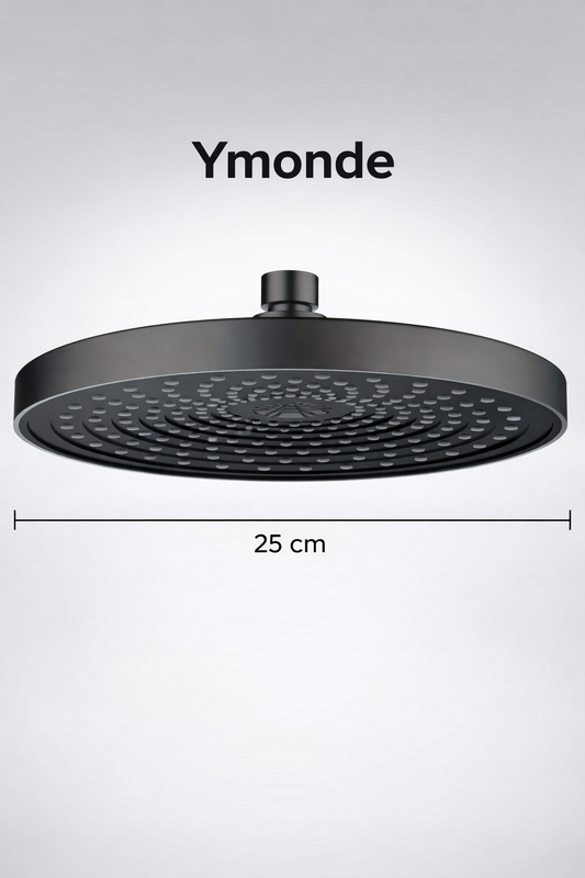 Soffione doccia grigio scuro Ø25 cm – grande doccia a pioggia con ampio getto d'acqua | Ymonde