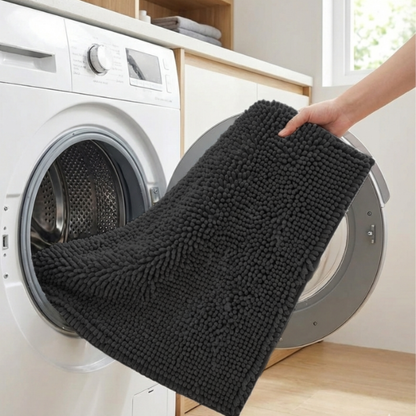 Musta kylpymatto 90×60 cm – Liukumaton ja imukykyinen – Kylpyhuonematto
