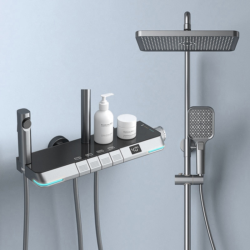 SmartTemp Shower Set - Thermostatic Rain Shower with Digital Display | Ymonde
