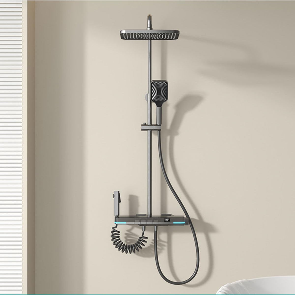 SmartTemp Shower Set - Thermostatic Rain Shower with Digital Display | Ymonde
