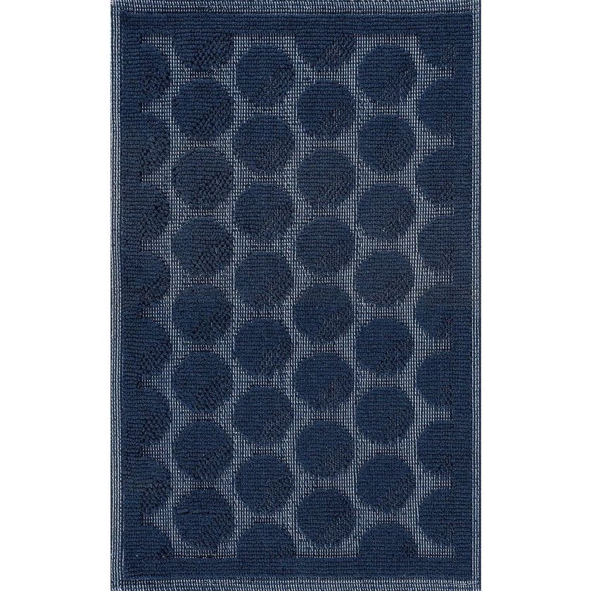 Donkerblauwe Badmat met Stippen – Katoen & Antislip | Ymonde®