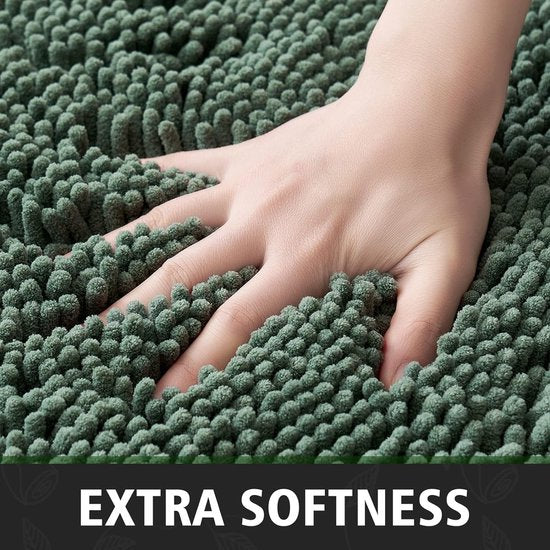 Forest Luxury Badematte - Anti-skli mikrofiber 50x80 Mosegrønn | Ymonde