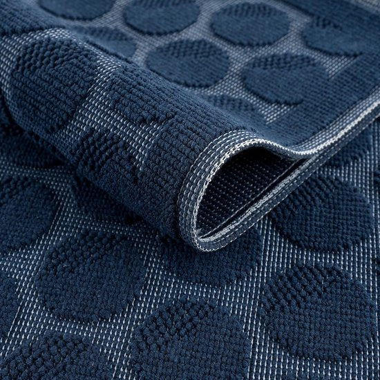 Donkerblauwe Badmat met Stippen – Katoen & Antislip | Ymonde®