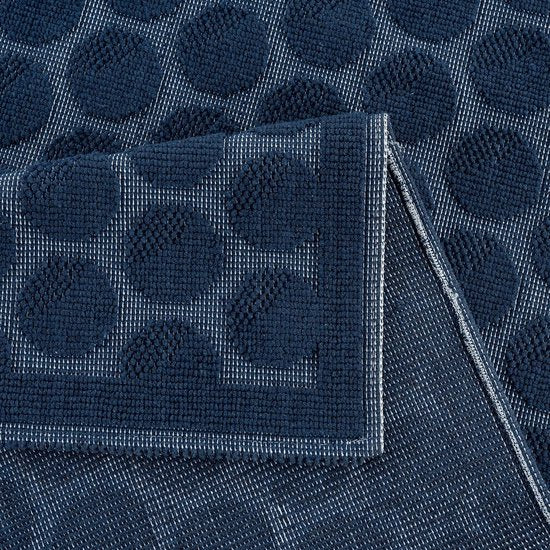 Donkerblauwe Badmat met Stippen – Katoen & Antislip | Ymonde®