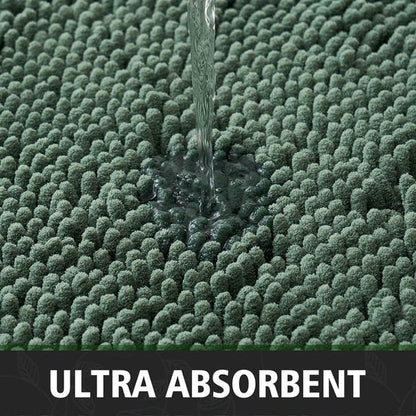 MossLine Bath Mat - Chenille Anti-Slip 45x120 Moss Green | Ymonde