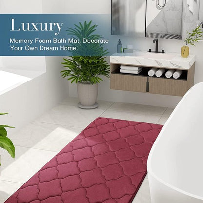 RubyNest Bath Mat - Memory Foam Microfiber 50x80 Burgundy | Ymonde