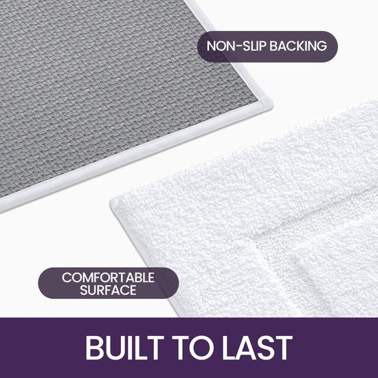 DryNest Bath Mat 60x110 cm - White Non-Slip Microfiber Bathroom Carpet | Ymonde