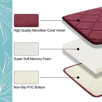 RubyNest Bath Mat - Memory Foam Microfiber 50x80 Burgundy | Ymonde