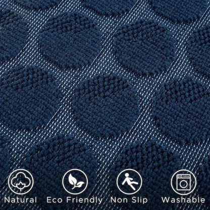 Donkerblauwe Badmat met Stippen – Katoen & Antislip | Ymonde®