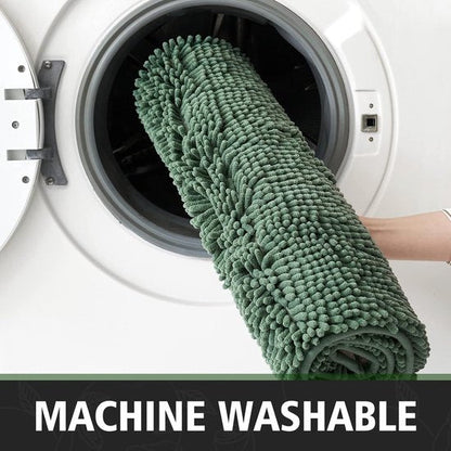 MossLine Bath Mat - Chenille Anti-Slip 45x120 Moss Green | Ymonde