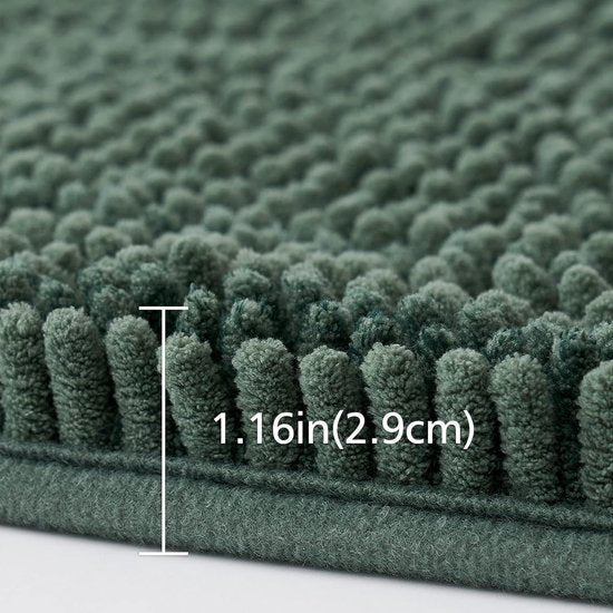 MossLine Bath Mat - Chenille Anti-Slip 45x120 Moss Green | Ymonde