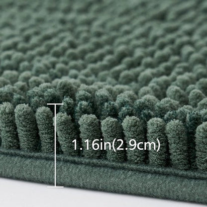 MossLine Bath Mat - Chenille Anti-Slip 45x120 Moss Green | Ymonde