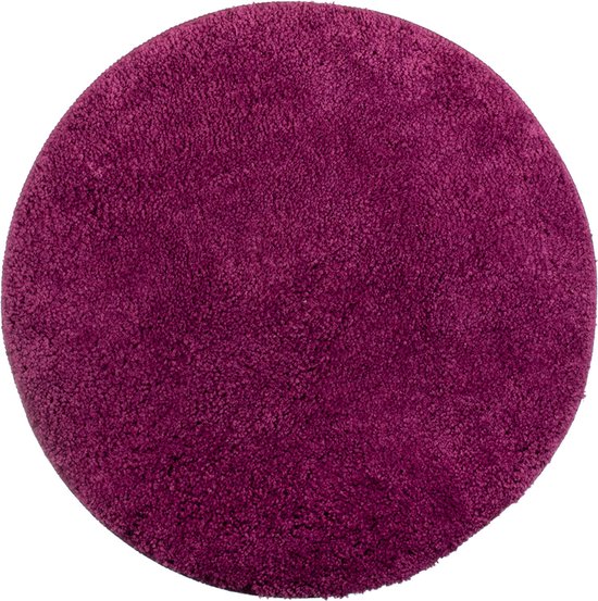 Rund Badematte Ø60 cm Bringebærfarget - Lilla Sklisikker & Myk | Ymonde®