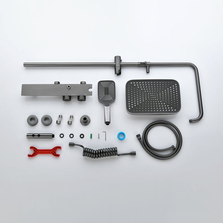 AquaLuxe 3-in-1 Shower Set - Built-in Rain Shower Metal Gray | Ymonde