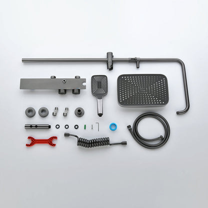 AquaLuxe 3-in-1 Shower Set - Built-in Rain Shower Metal Gray | Ymonde