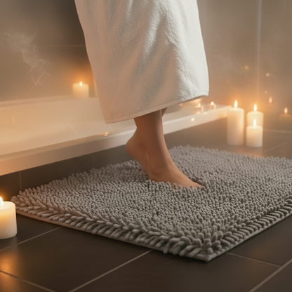 Gray Bath Mat – Non-Slip & Absorbent – ​​Comfortable Bathroom Mat 60 x 90 CM
