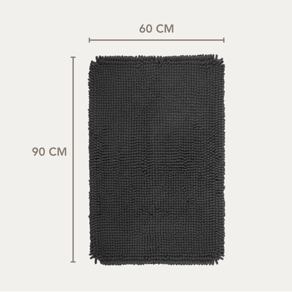 Musta kylpymatto 90×60 cm – Liukumaton ja imukykyinen – Kylpyhuonematto