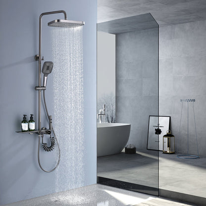AquaLuxe 3-in-1 Shower Set - Built-in Rain Shower Metal Gray | Ymonde