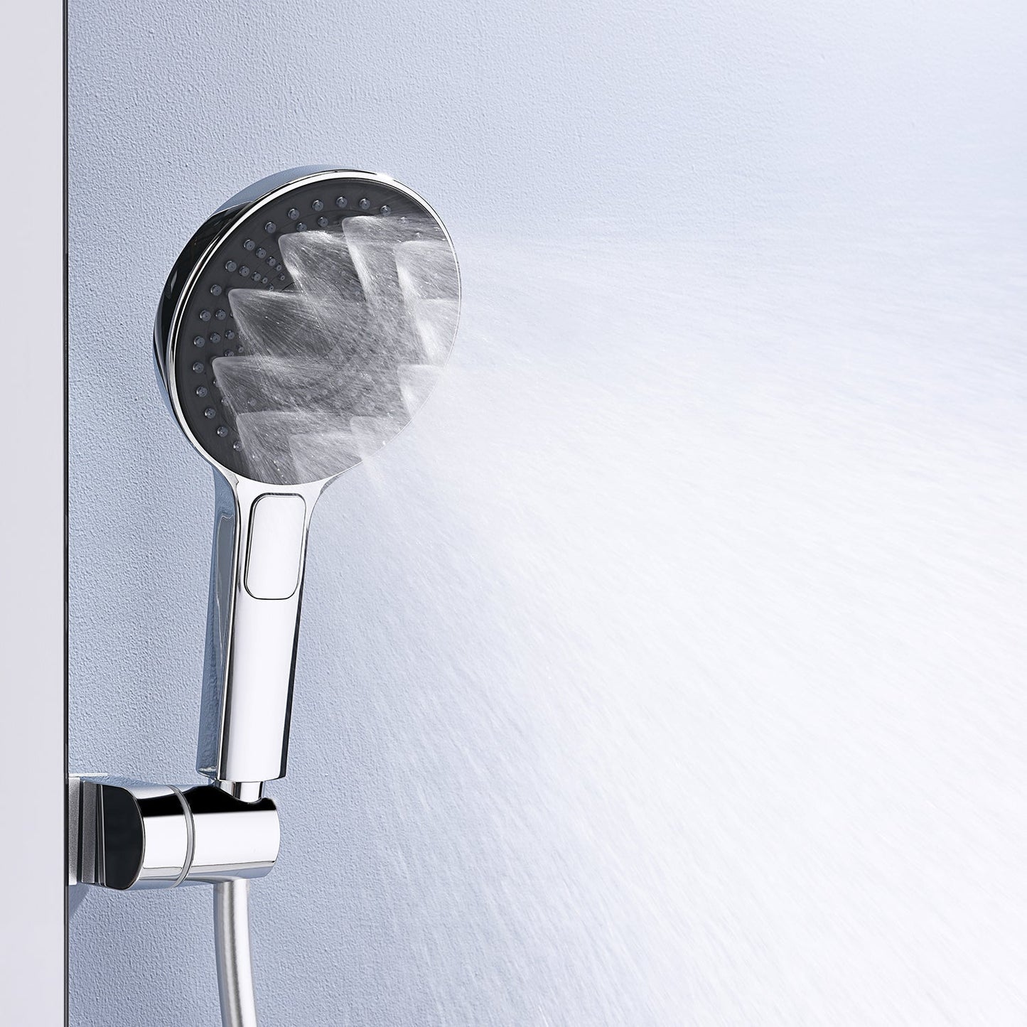 ChromeFlow Surface-mounted Rain Shower - Thermostatic Shower Set Chrome | Ymonde