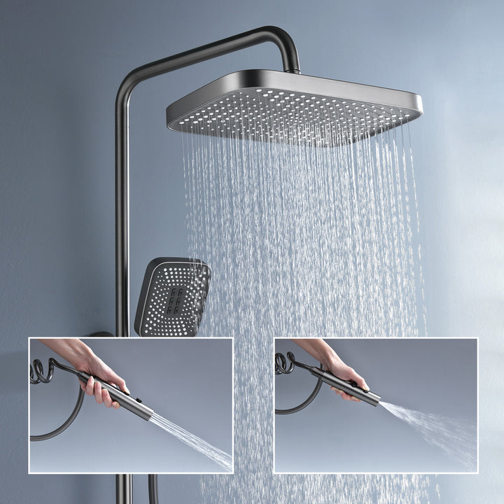 AquaLuxe 3-in-1 Shower Set - Built-in Rain Shower Metal Gray | Ymonde