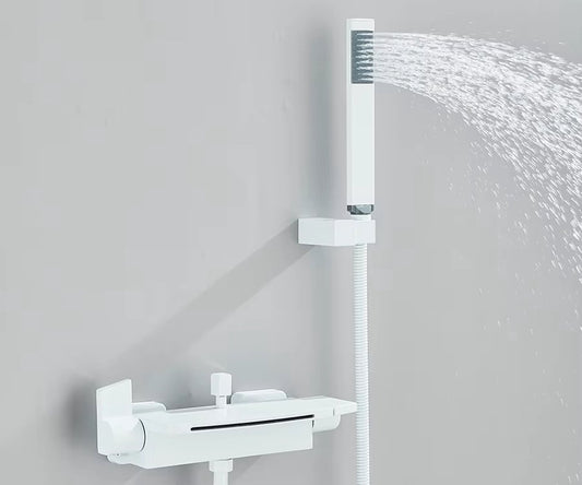 Witte Thermostatische Doucheset – Watervaldouche & Waterbesparende Handdouche