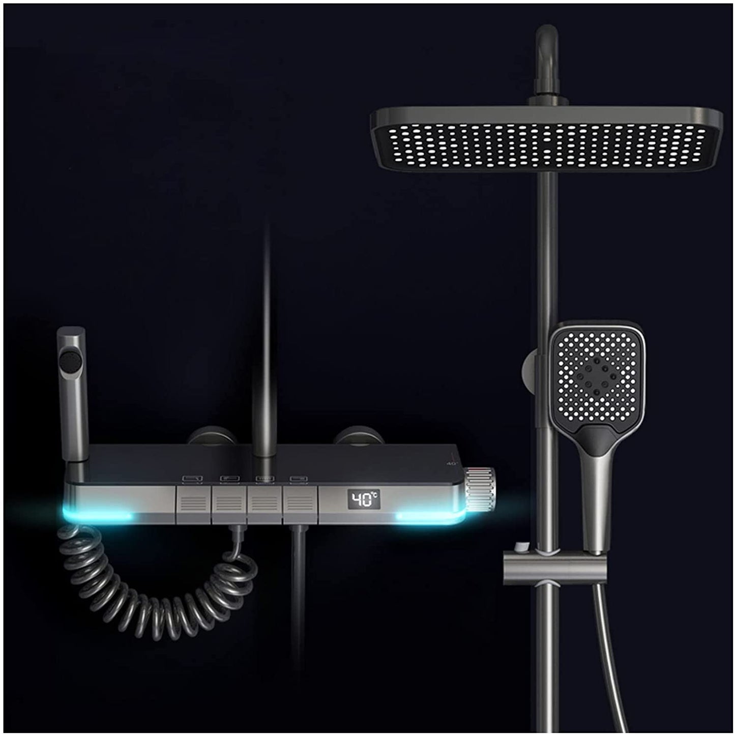 SmartTemp Shower Set - Thermostatic Rain Shower with Digital Display | Ymonde