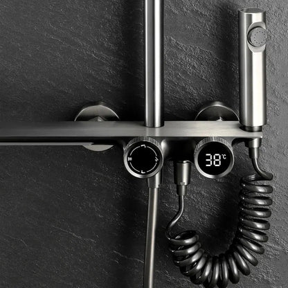 AquaLuxe 3-in-1 Shower Set - Built-in Rain Shower Metal Gray | Ymonde