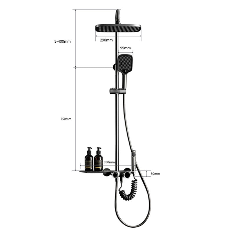 AquaLuxe 3-in-1 Shower Set - Built-in Rain Shower Metal Gray | Ymonde