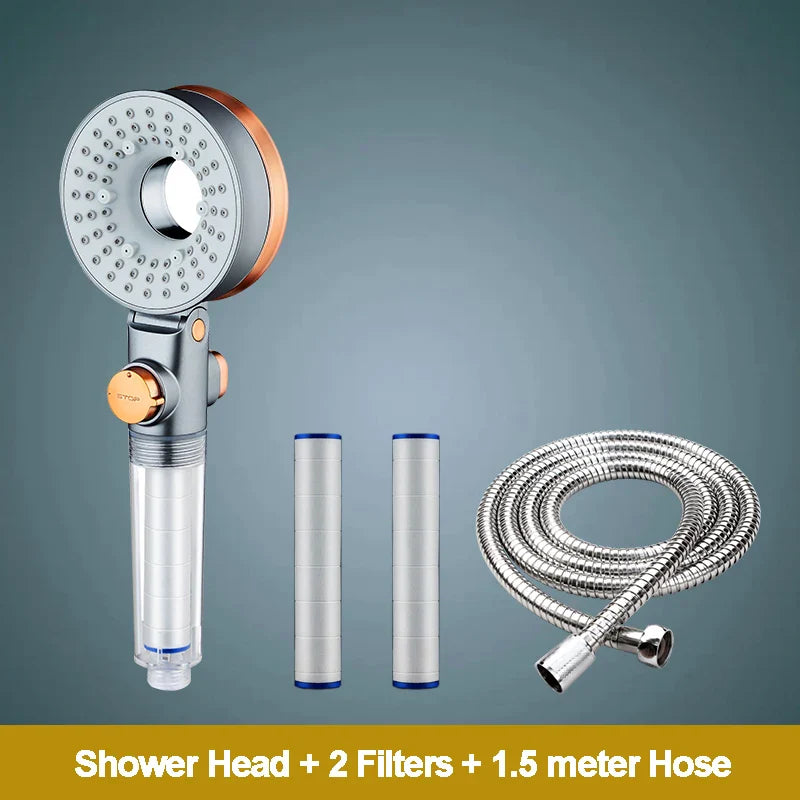 OrangeSpray Shower Head - Double-sided Hand Shower with 3 Spray Settings and Filter | Ymonde