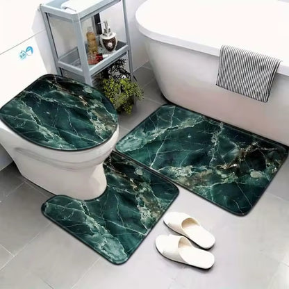Ensemble de tapis de bain chic trois pièces avec accents dorés | Ymonde