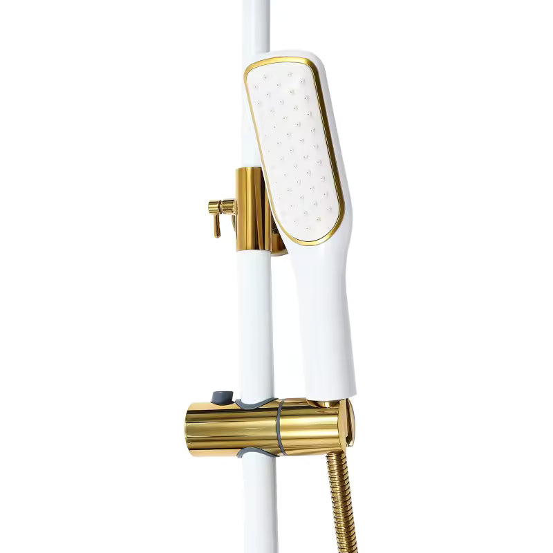 ShinyFlow Luxe Witte Doucheset met Goudaccenten en Regendouche | Ymonde