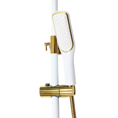 ShinyFlow Luxe Witte Doucheset met Goudaccenten en Regendouche | Ymonde