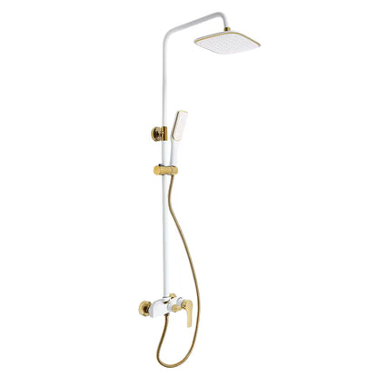 ShinyFlow Luxe Witte Doucheset met Goudaccenten en Regendouche | Ymonde